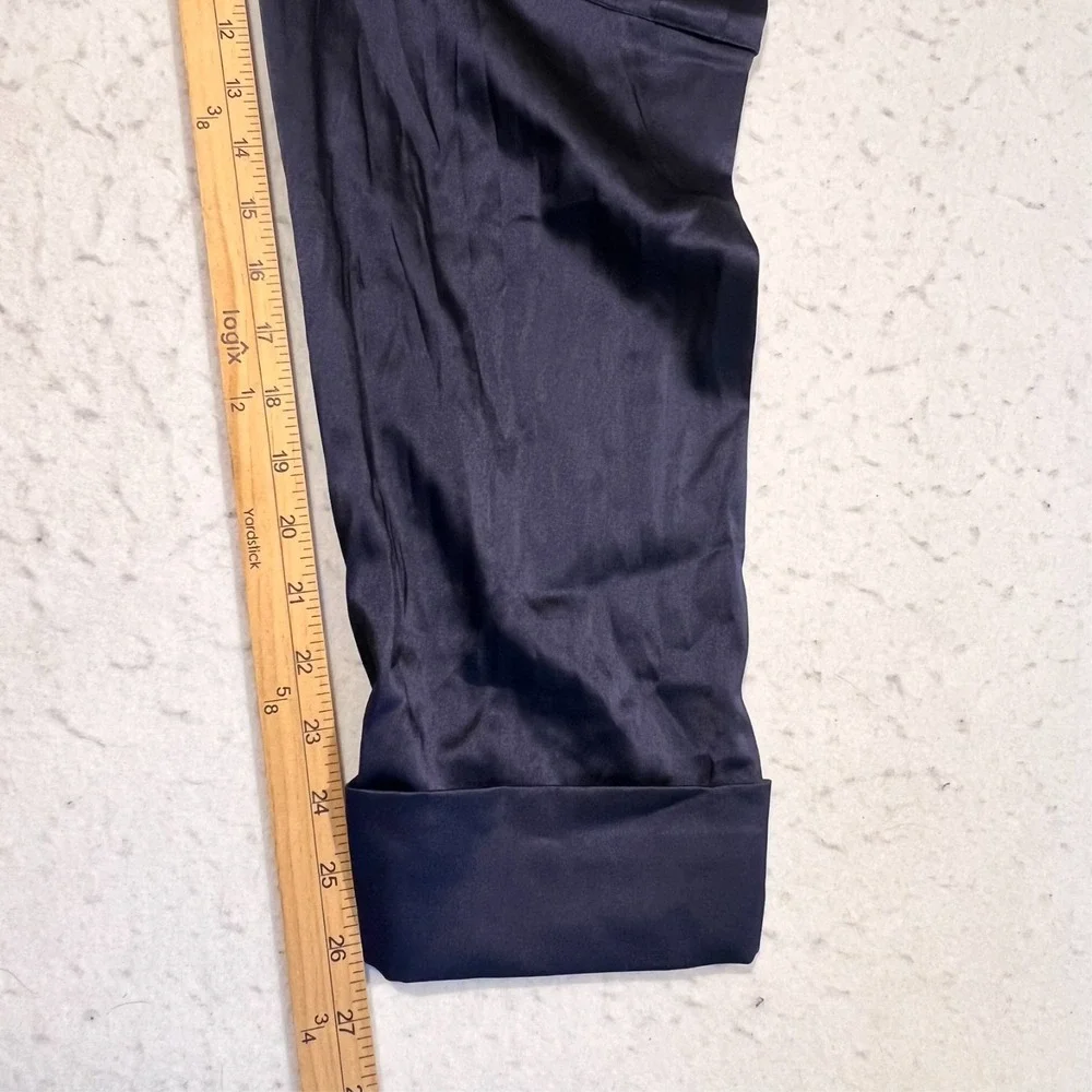 CAMI NYC Carmen Cargo Pant Navy Blue Stretch Silk Blend Charmeuse Women's Medium